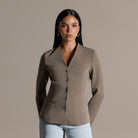 Taupe V-Neck Peplum Blazer - shopaleena