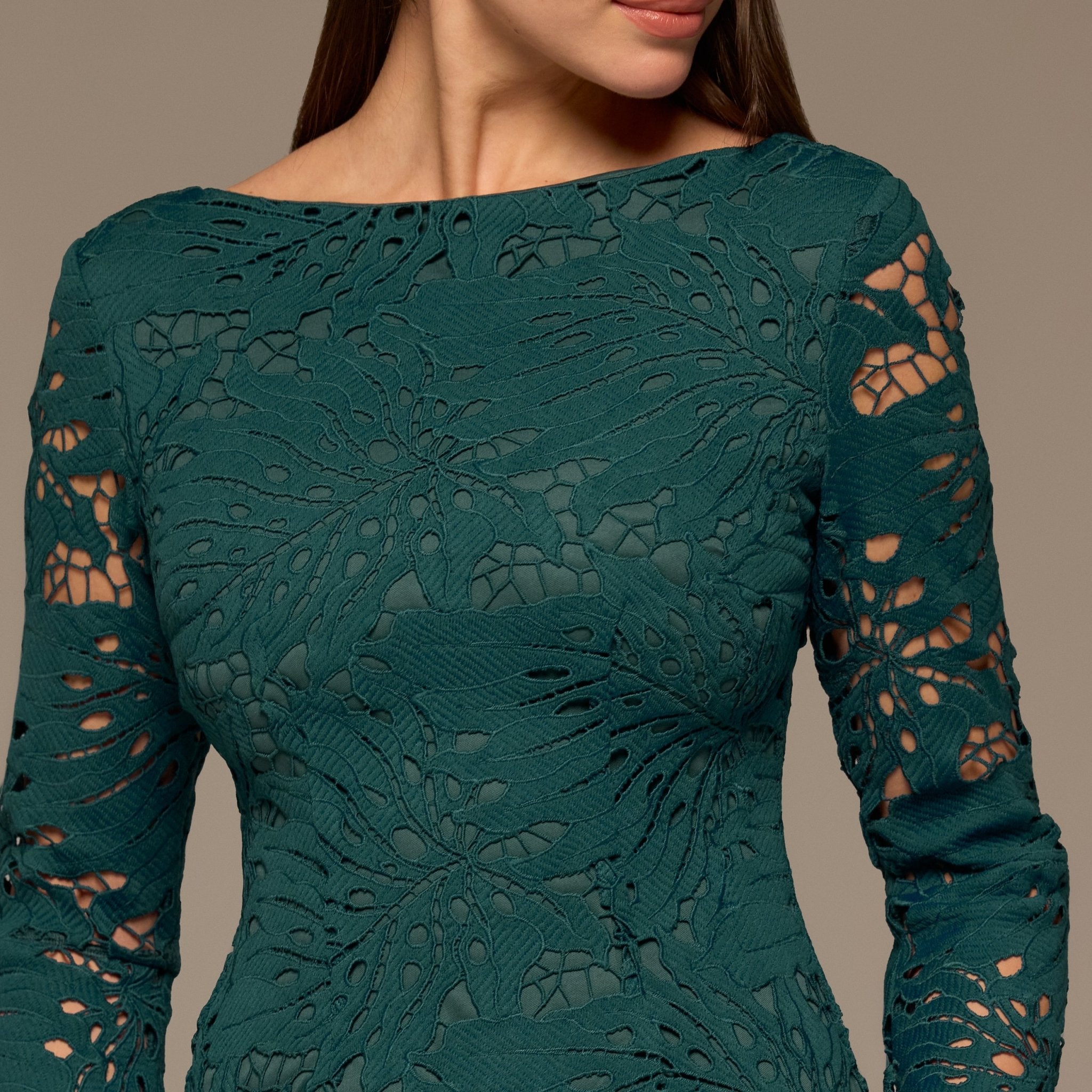 Teal Lace Long Sleeve Maxi Dress - shopaleena