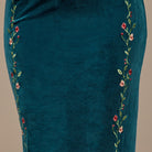 Teal Off - Shoulder Embroidered Organza & Velvet Dress - shopaleena