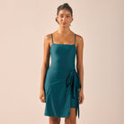 Teal Side Tie Swim Skirt - shopaleena