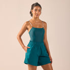 Teal Wide Leg Swim Shorts - shopaleena