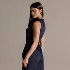 Tencel Linen Navy Sleeveless Asymmetric Top - shopaleena