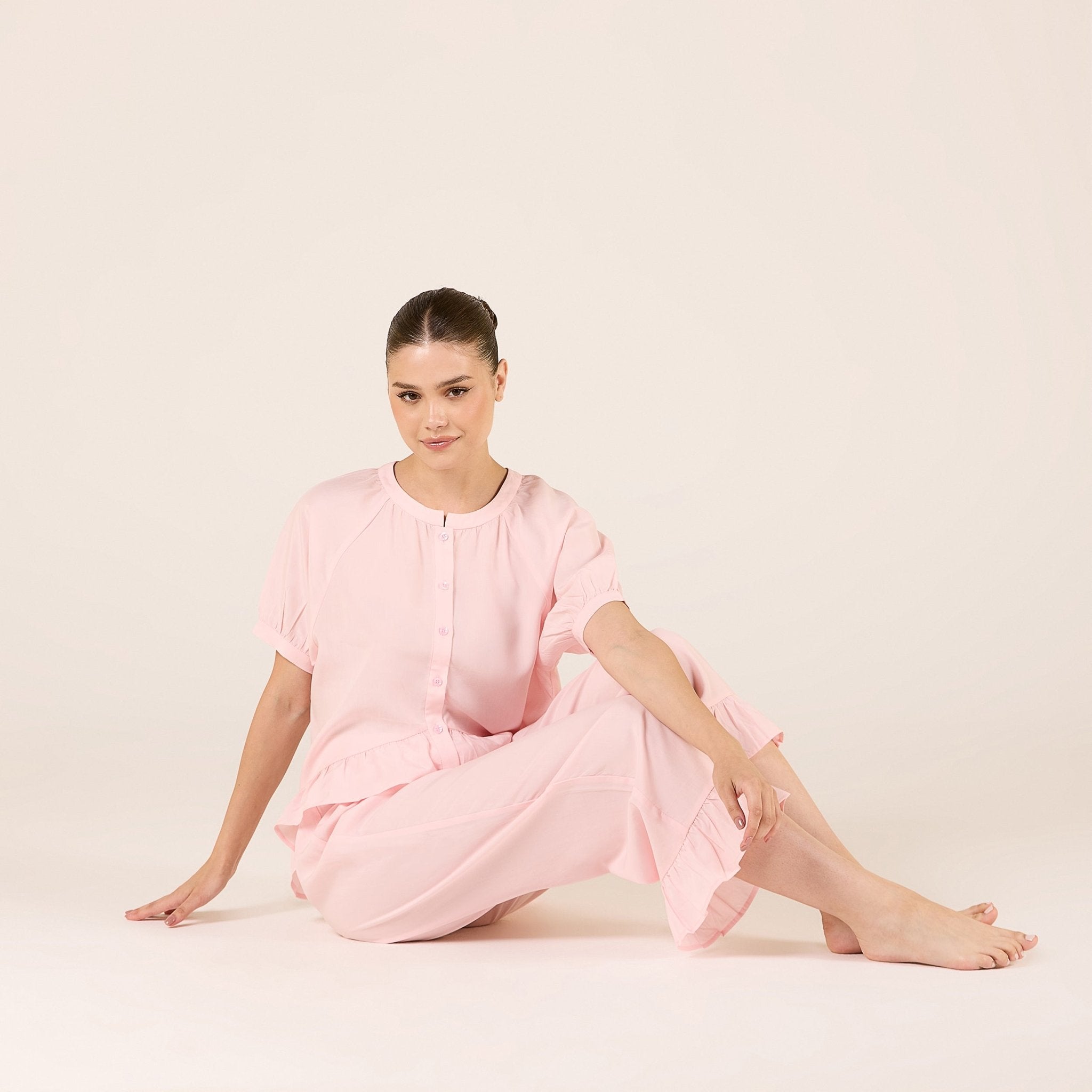 Tencel Plaid Elastic Waist Pants - shopaleena