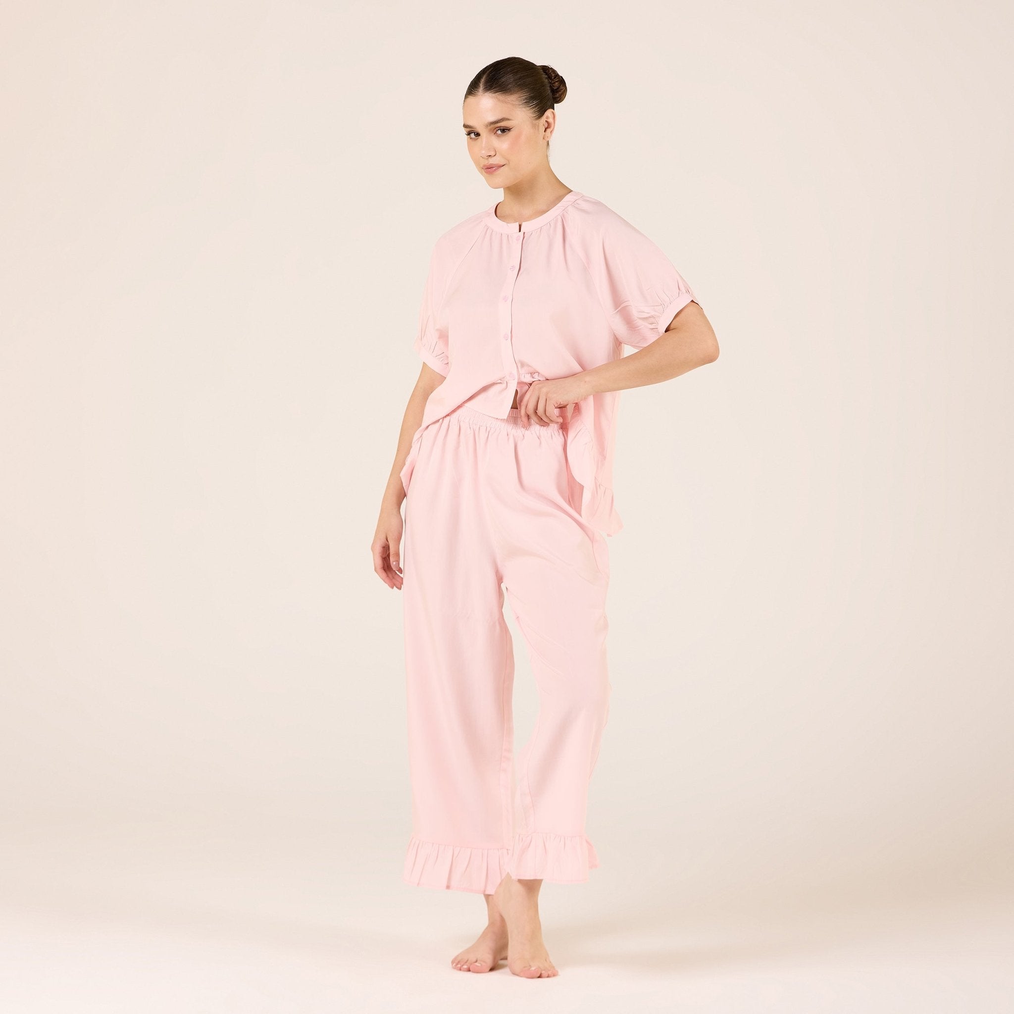 Tencel Plaid Elastic Waist Pants - shopaleena