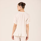 Tencel Plaid Short Balloon Sleeve Shirt - shopaleena