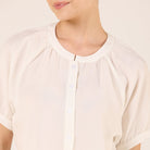 Tencel Plaid Short Balloon Sleeve Shirt - shopaleena