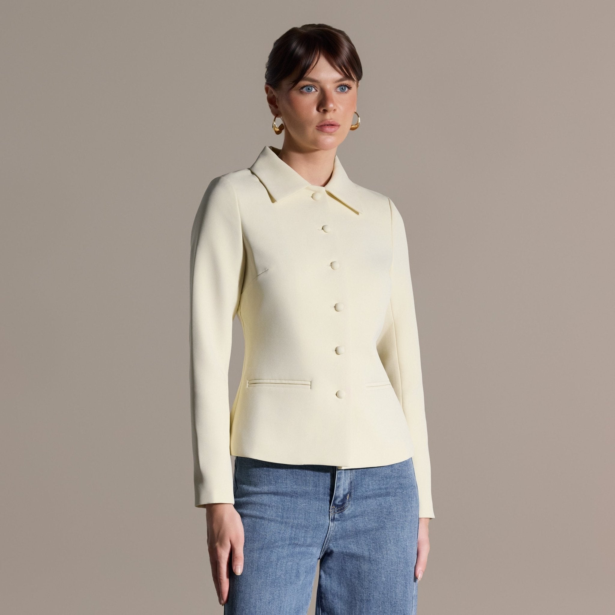 Twill Fitted Jacket - shopaleena