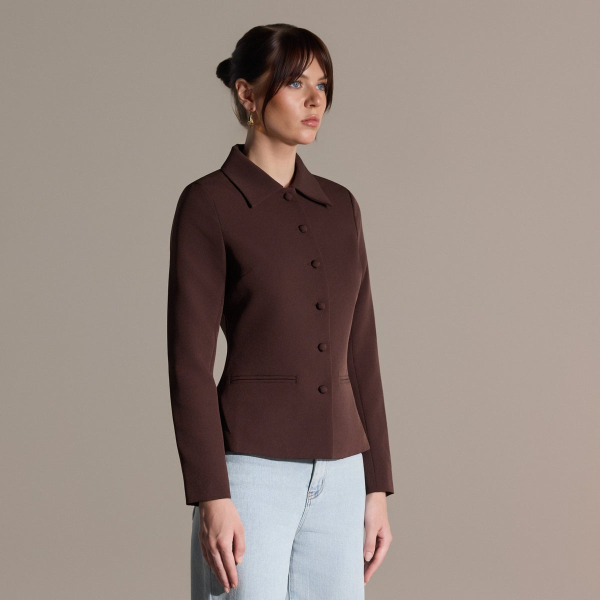 Twill Fitted Jacket - shopaleena
