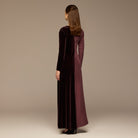 Two Tone Velvet-Cupro Maxi kaftan - shopaleena