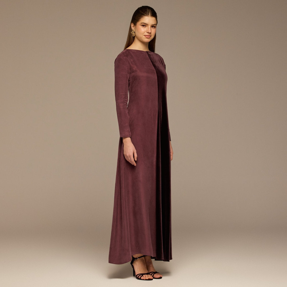 Two Tone Velvet-Cupro Maxi kaftan - shopaleena