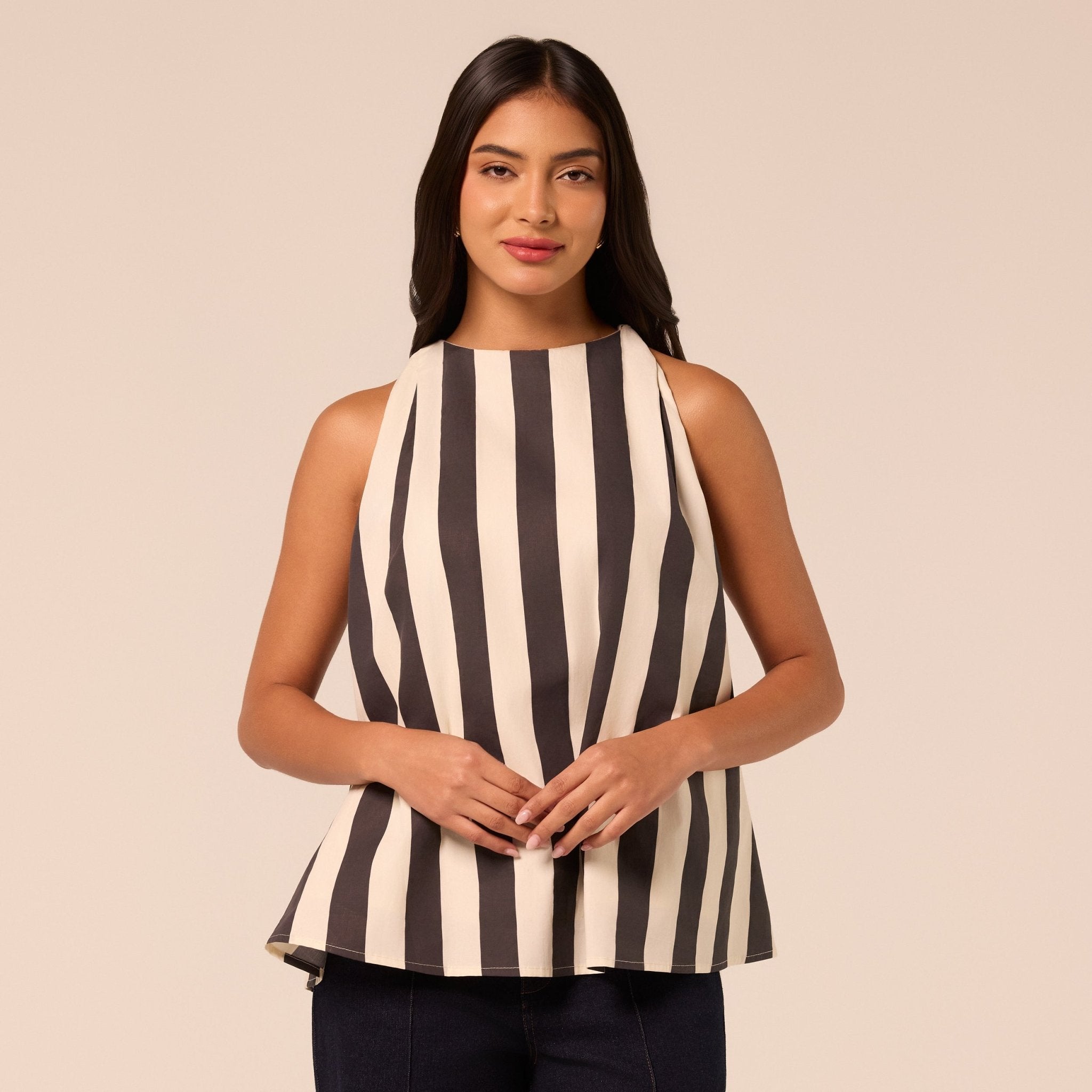 V Neck Flared Sleeveless Top - shopaleena