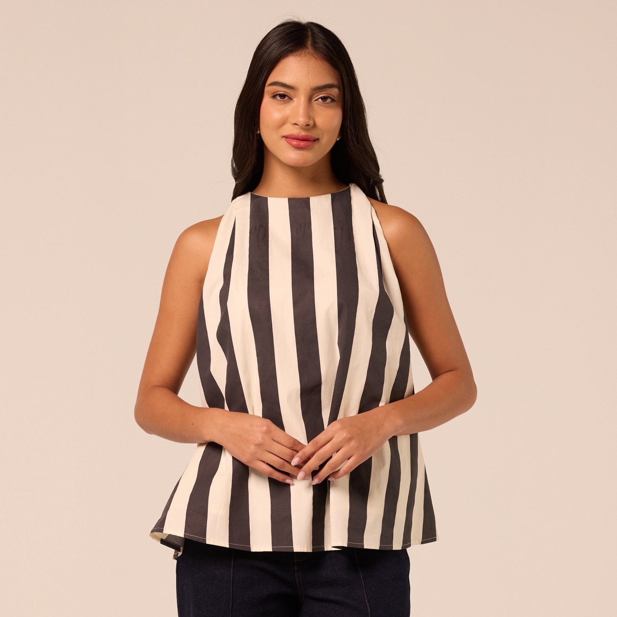 V Neck Flared Sleeveless Top - shopaleena