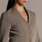 V-Neck Peplum Blazer - shopaleena