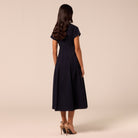 V Neck Short Sleeve Denim Maxi Dress - shopaleena