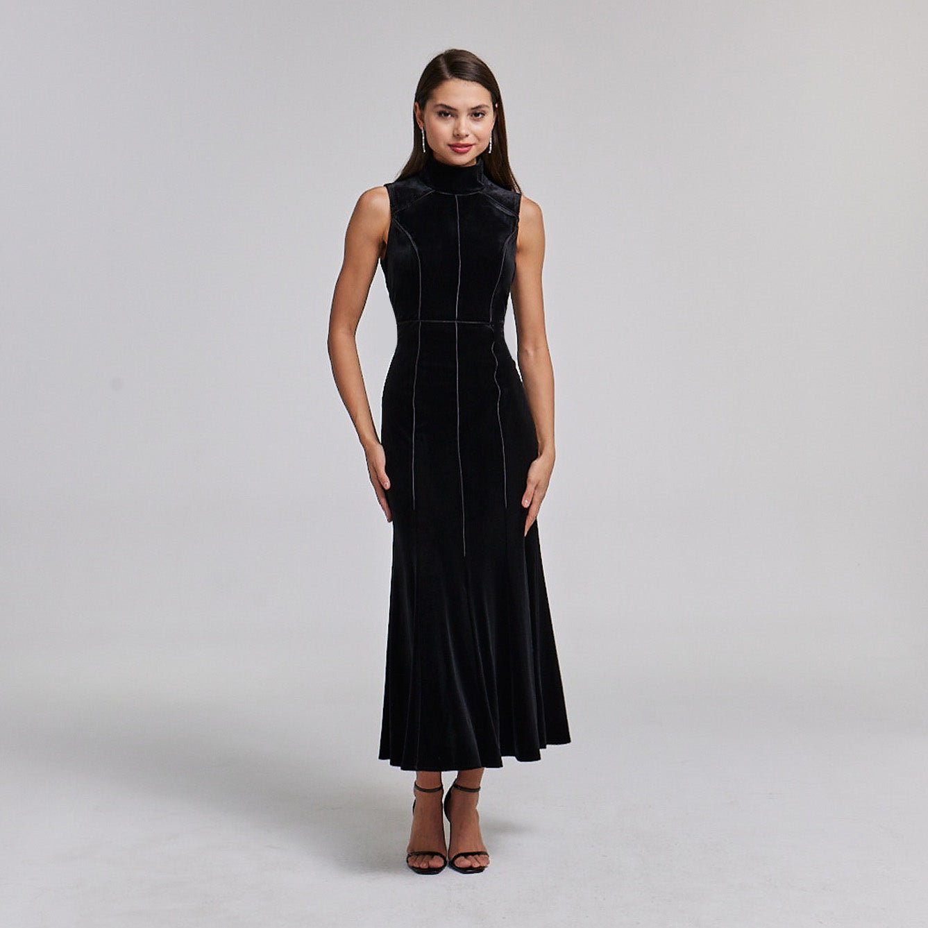 Velvet A-line Sleeveless Dress | A shopaleena Velvet A-line Sleeveless Dress | A shopaleena