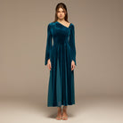 Velvet Chiffon One-Shoulder Maxi Dress - shopaleena