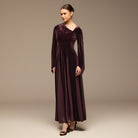 Velvet Chiffon One-Shoulder Maxi Dress - shopaleena