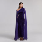 Velvet Maxi Dress with Chiffon Cape - shopaleena