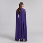 Velvet Maxi Dress with Chiffon Cape - shopaleena