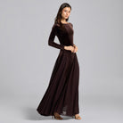 Velvet Maxi Dress with Chiffon Godets - shopaleena