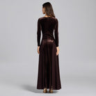Velvet Maxi Dress with Chiffon Godets - shopaleena
