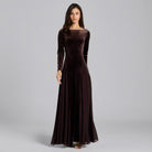 Velvet Maxi Dress with Chiffon Godets - shopaleena