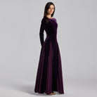 Velvet Maxi Dress with Chiffon Godets - shopaleena
