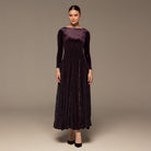 Velvet Maxi Dress with Lace Godets - shopaleena