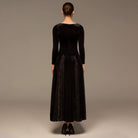 Velvet Maxi Dress with Lace Godets - shopaleena