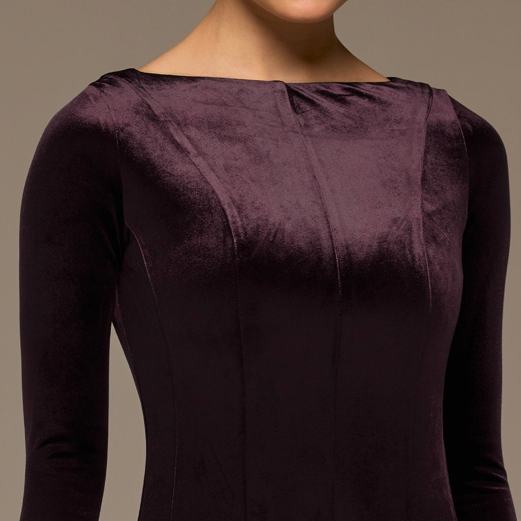 Velvet Maxi Dress with Lace Godets - shopaleena