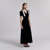 Velvet Puff Sleeve Maxi Dress - shopaleena