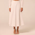White A Line Cotton Midi Skirt - shopaleena