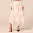 White A Line Cotton Midi Skirt - shopaleena