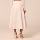 White A Line Cotton Midi Skirt - shopaleena