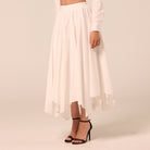 White A Line Cotton Midi Skirt - shopaleena