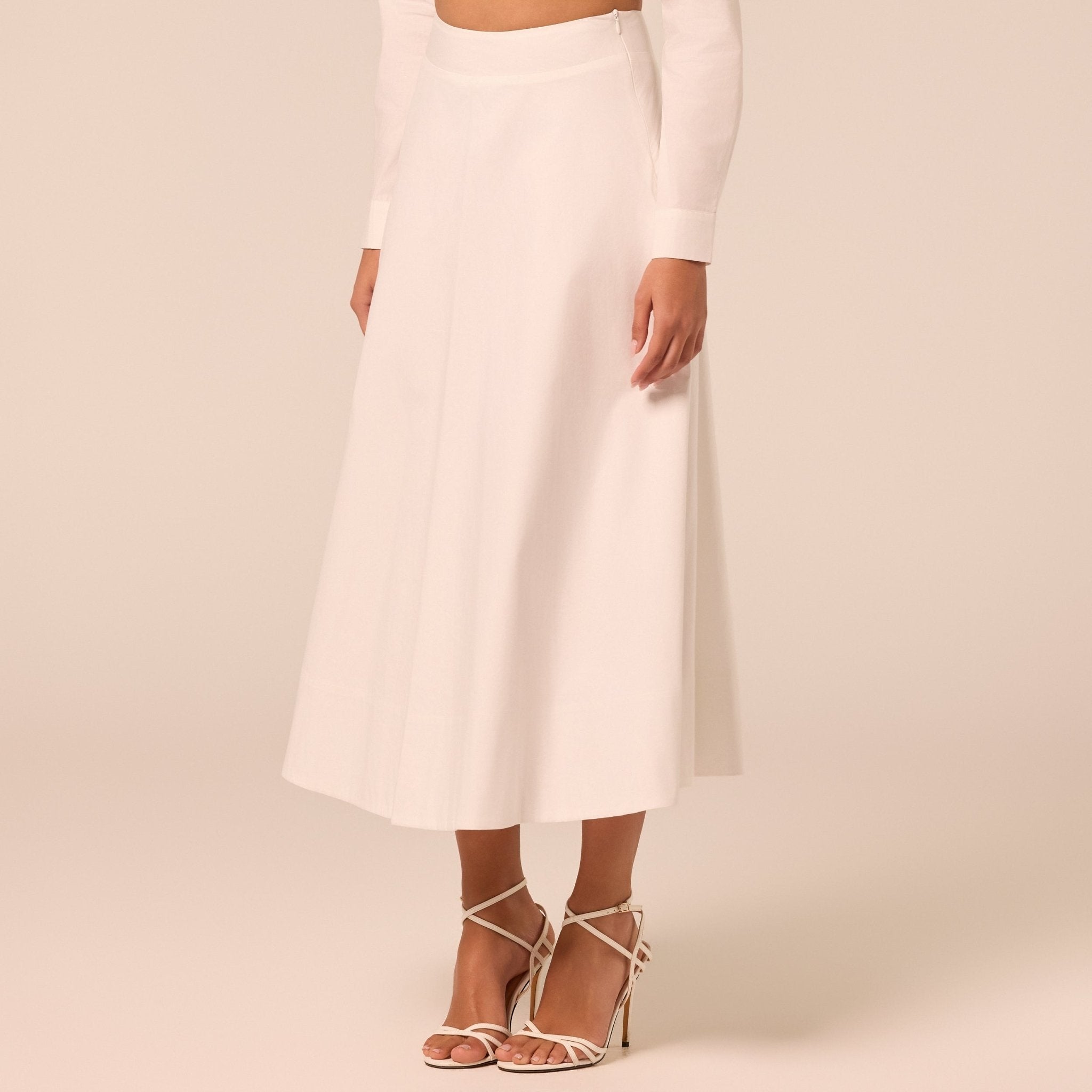 White A Line Cotton Midi Skirt - shopaleena