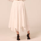 White A Line Cotton Midi Skirt - shopaleena