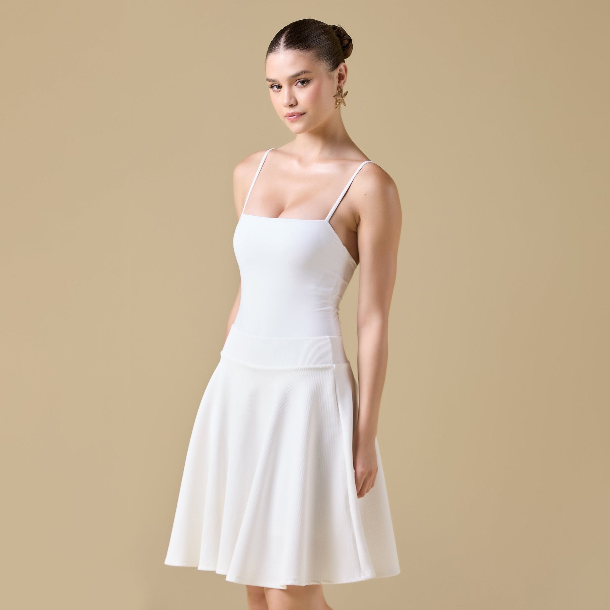 White A - line Swim Skirt - shopaleena
