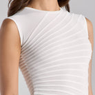 White Asymmetric Knit Midi Dress - shopaleena