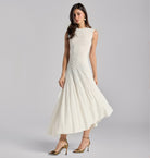 White Asymmetric Knit Midi Dress - shopaleena