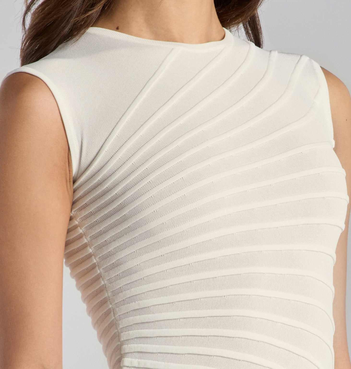 White Asymmetric Knit Midi Dress - shopaleena