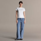 White Boat Neck Fitted T-Shirt - shopaleena