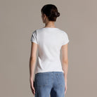 White Boat Neck Fitted T-Shirt - shopaleena