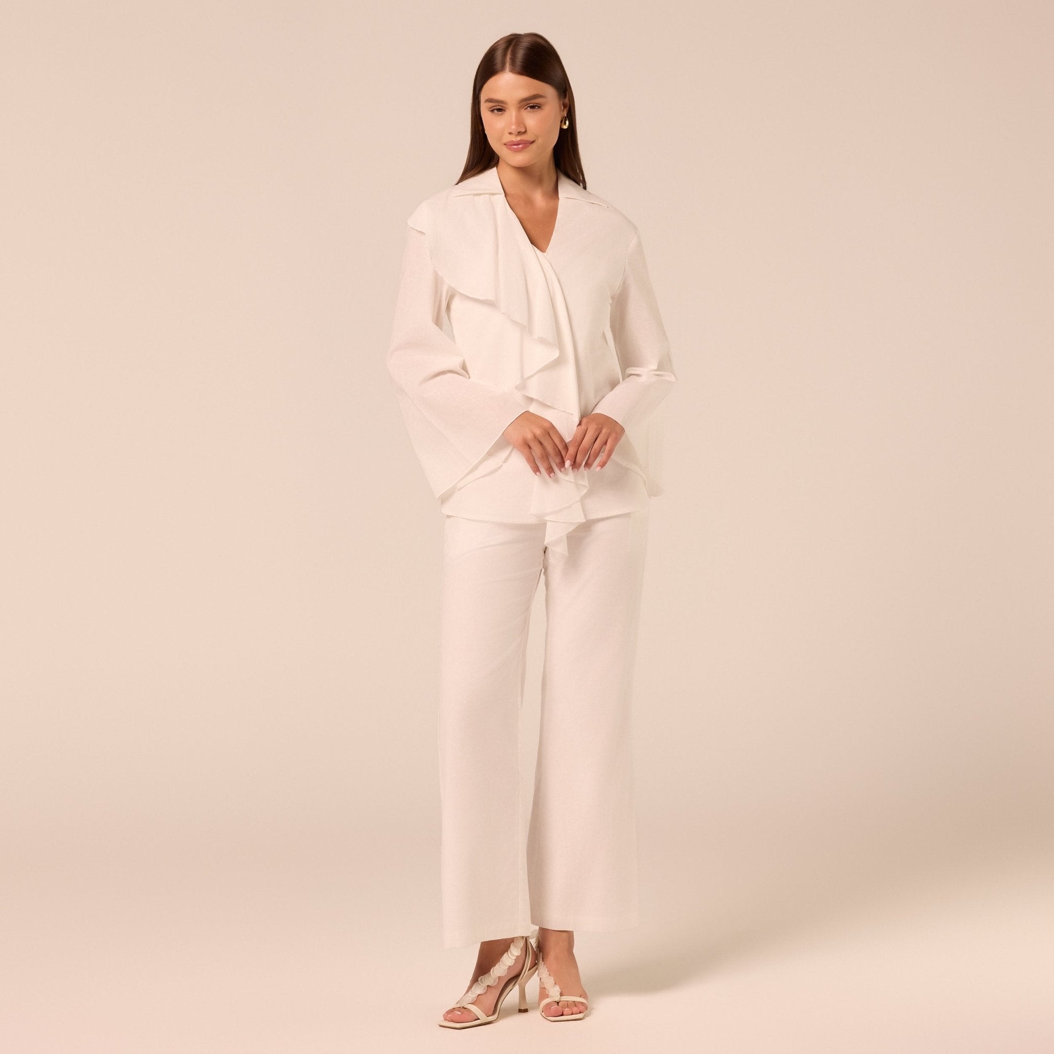 White Cotton Flare Pants - shopaleena