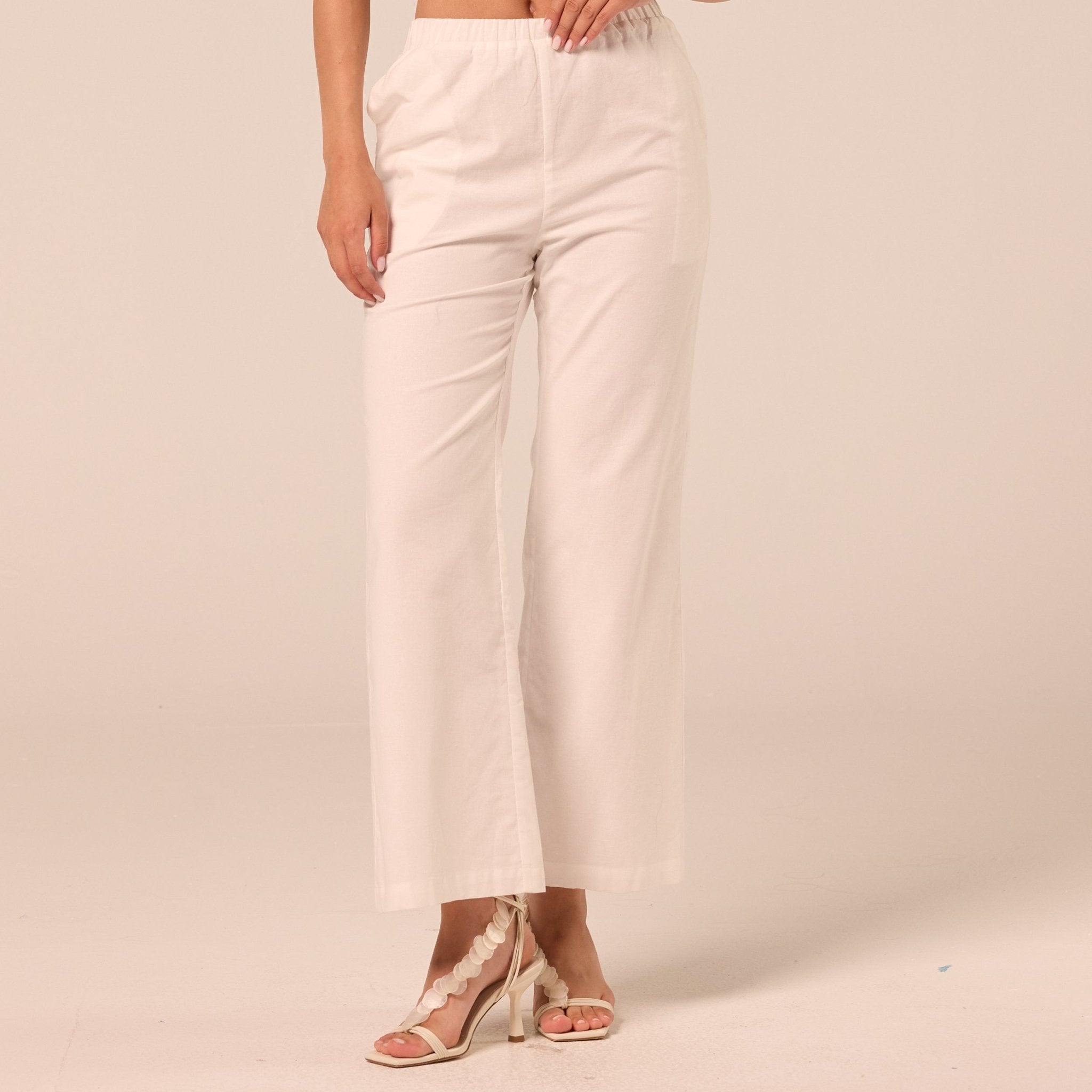 White Cotton Flare Pants - shopaleena