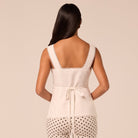 White Cotton-Linen Corset-Style Top - shopaleena