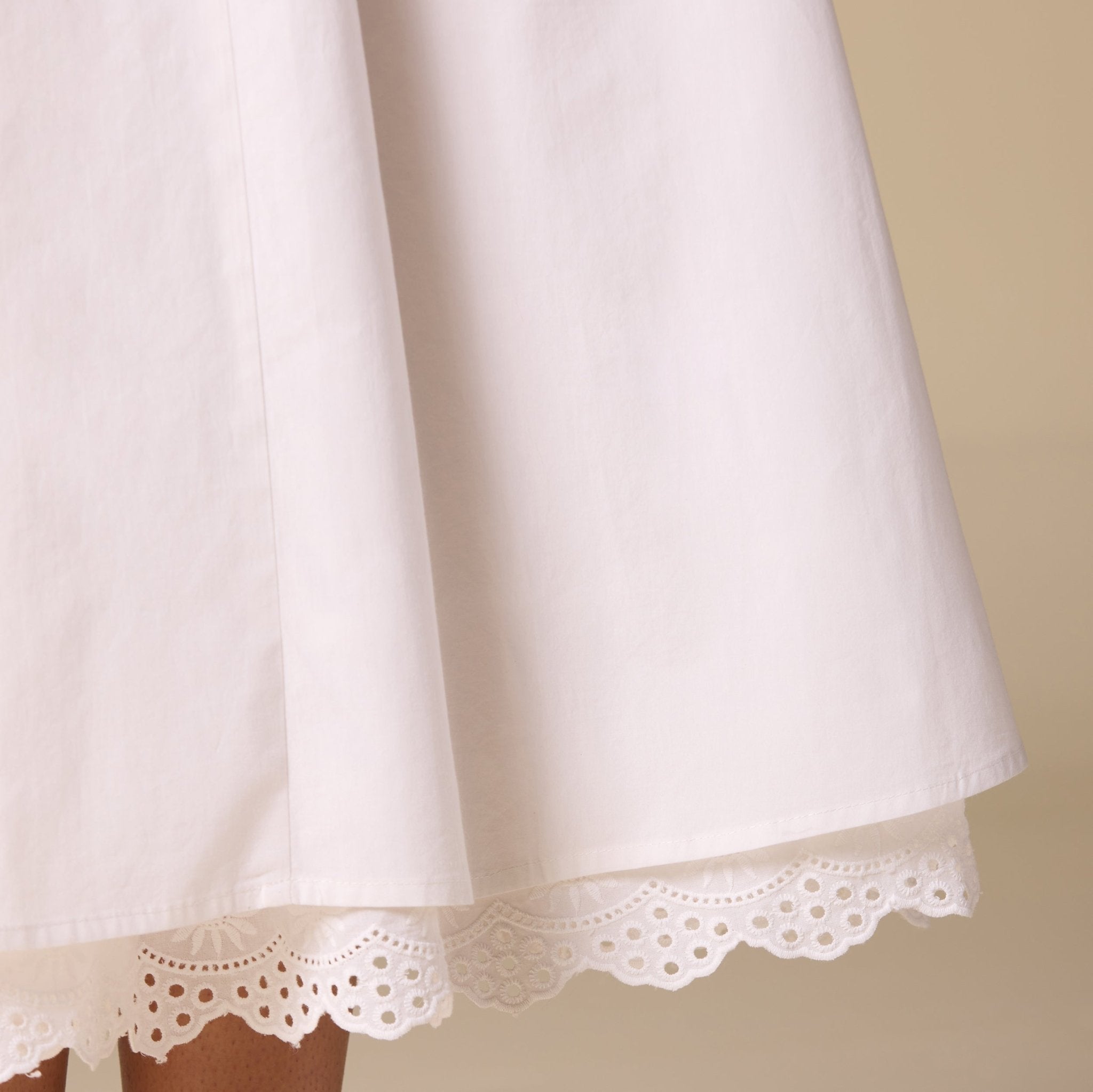 White Cotton Printed Lace Trim Halter Midi Dress - shopaleena