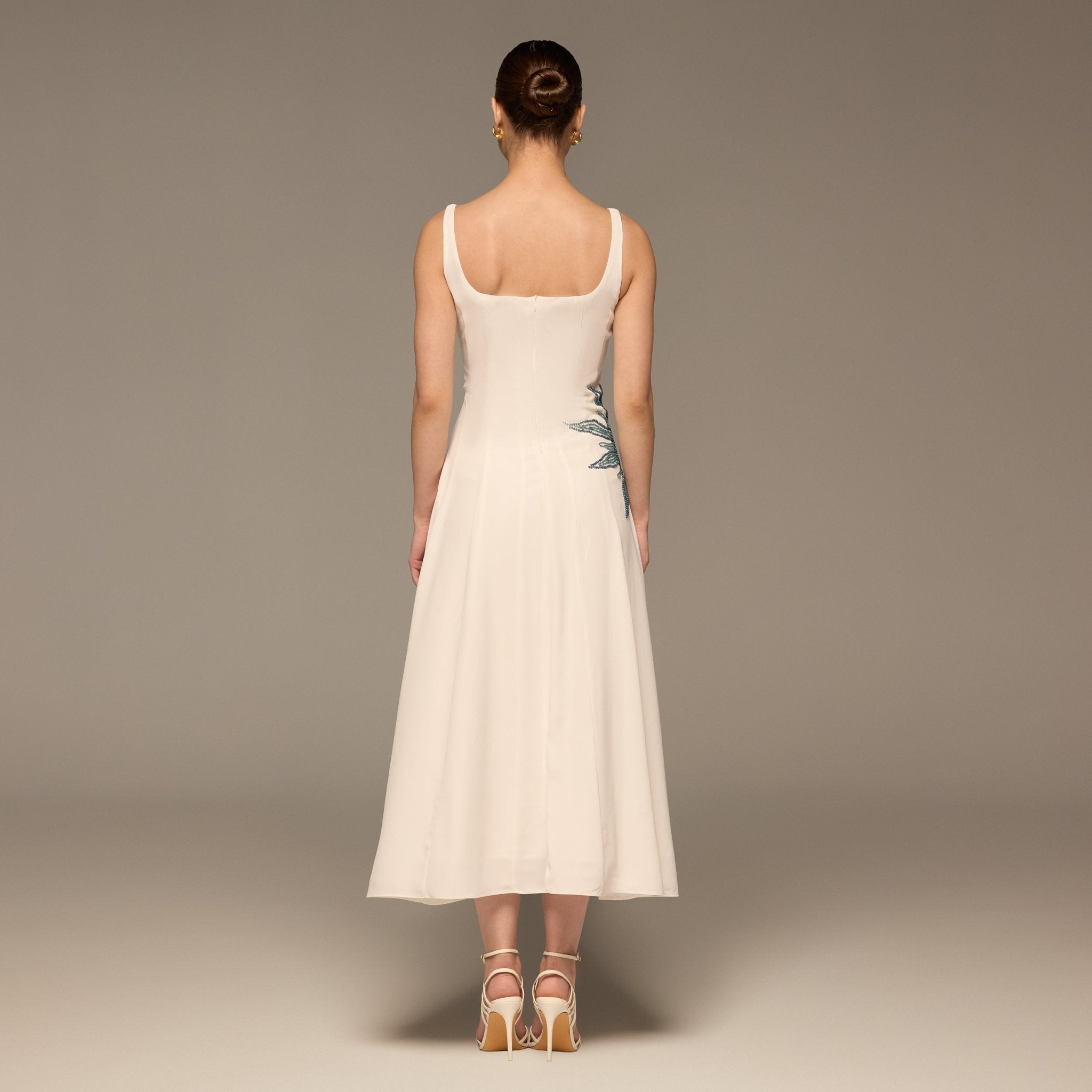 White Crepe Spaghetti Strap Maxi - shopaleena