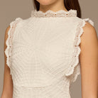 White Crochet Lace High - Neck Maxi Dress - shopaleena