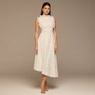 White Crochet Lace High - Neck Maxi Dress - shopaleena